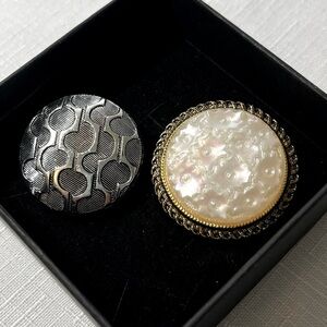 Vintage Scarf Clips. Gold and silver tone. Set of 2